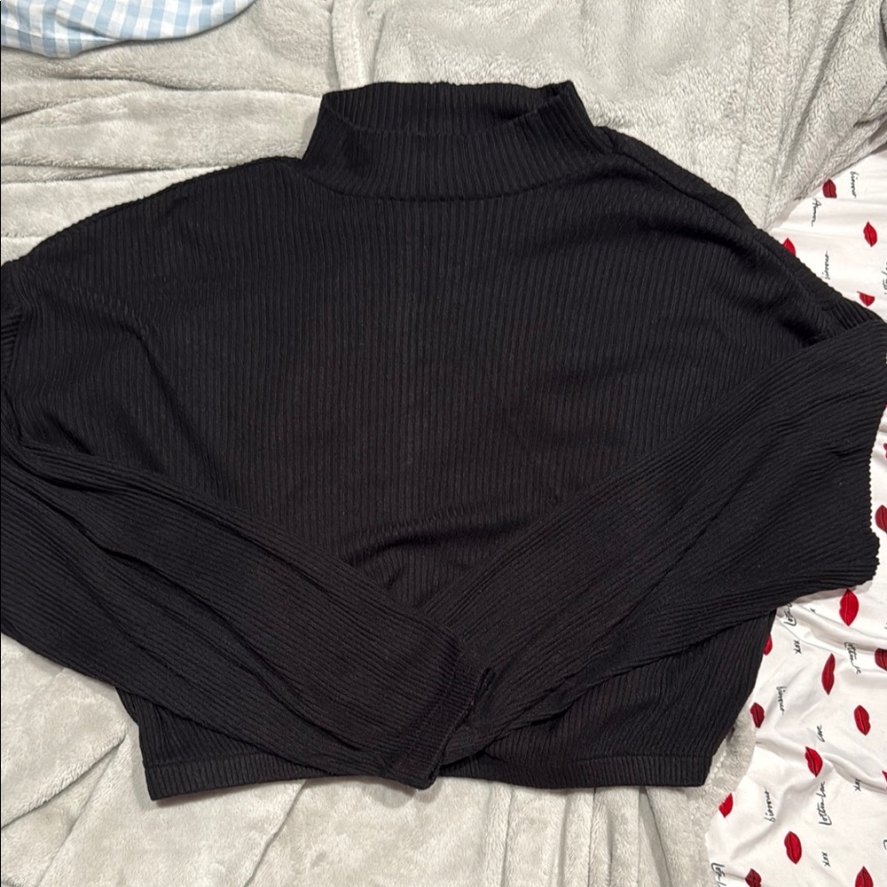 Garage Charcoal Ribbed Knit Top